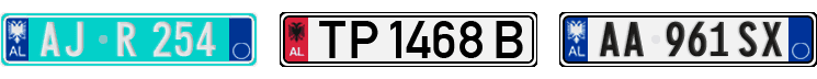 License plate recognition examples of Albania