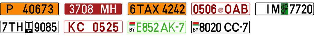 License plate recognition examples of Belarus