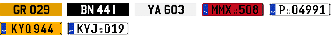 License plate recognition examples of Cyprus