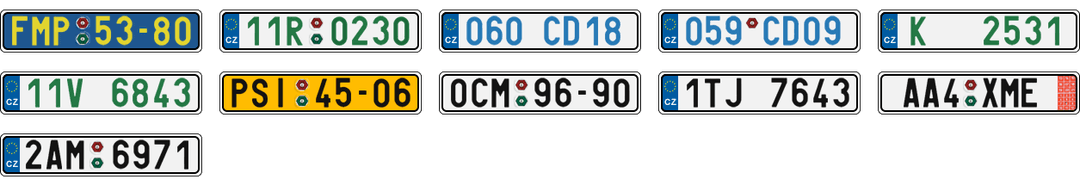 License plate recognition examples of Czech Republic