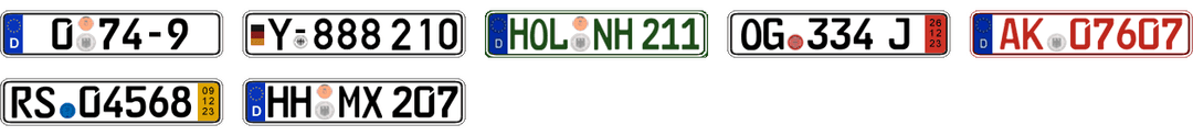 License plate recognition examples of Germany