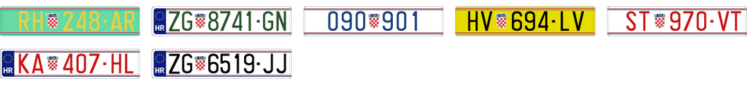 License plate recognition examples of Croatia