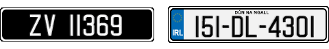 License plate recognition examples of Ireland