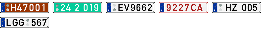 License plate recognition examples of Lithuania