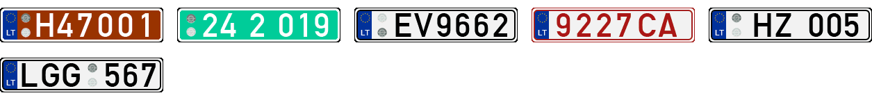 License plate recognition examples of Lithuania