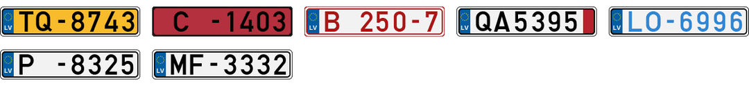 License plate recognition examples of Latvia