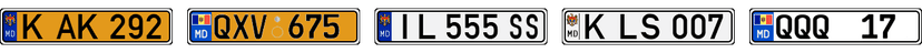 License plate recognition examples of Moldova, Republic of