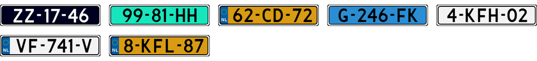 License plate recognition examples of Netherlands