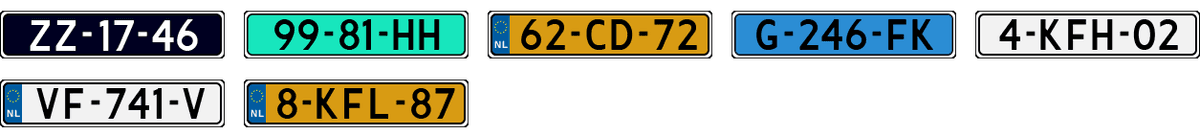 License plate recognition examples of Netherlands