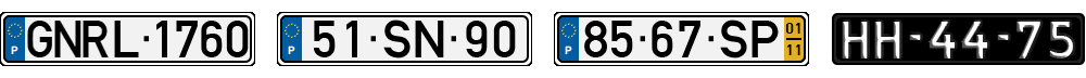 License plate recognition examples of Portugal