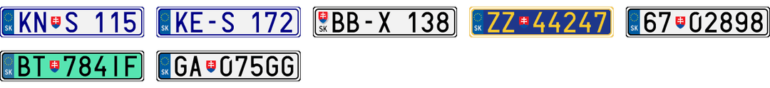 License plate recognition examples of Slovakia