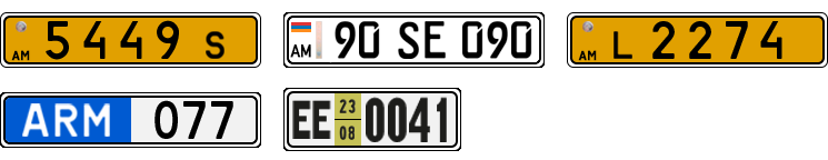License plate recognition examples of Armenia