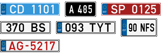 License plate recognition examples of Estonia