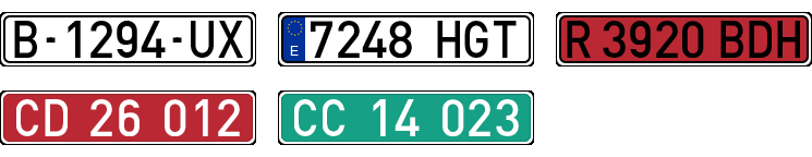 License plate recognition examples of Spain