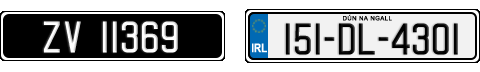 License plate recognition examples of Ireland
