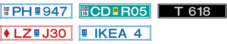 License plate recognition examples of Iceland