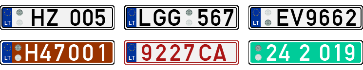 License plate recognition examples of Lithuania