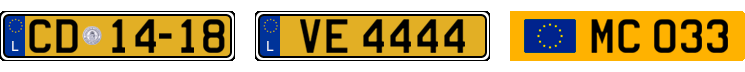 License plate recognition examples of Luxembourg