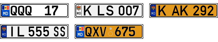 License plate recognition examples of Moldova, Republic of