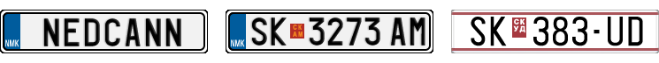 License plate recognition examples of Macedonia, The Former Yugoslav Republic of