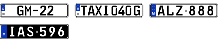 License plate recognition examples of Malta
