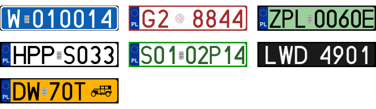 License plate recognition examples of Poland