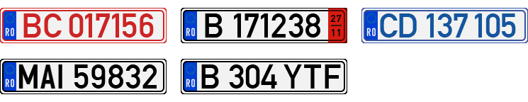 License plate recognition examples of Romania