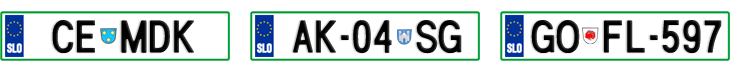License plate recognition examples of Slovenia
