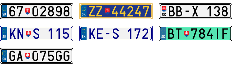 License plate recognition examples of Slovakia